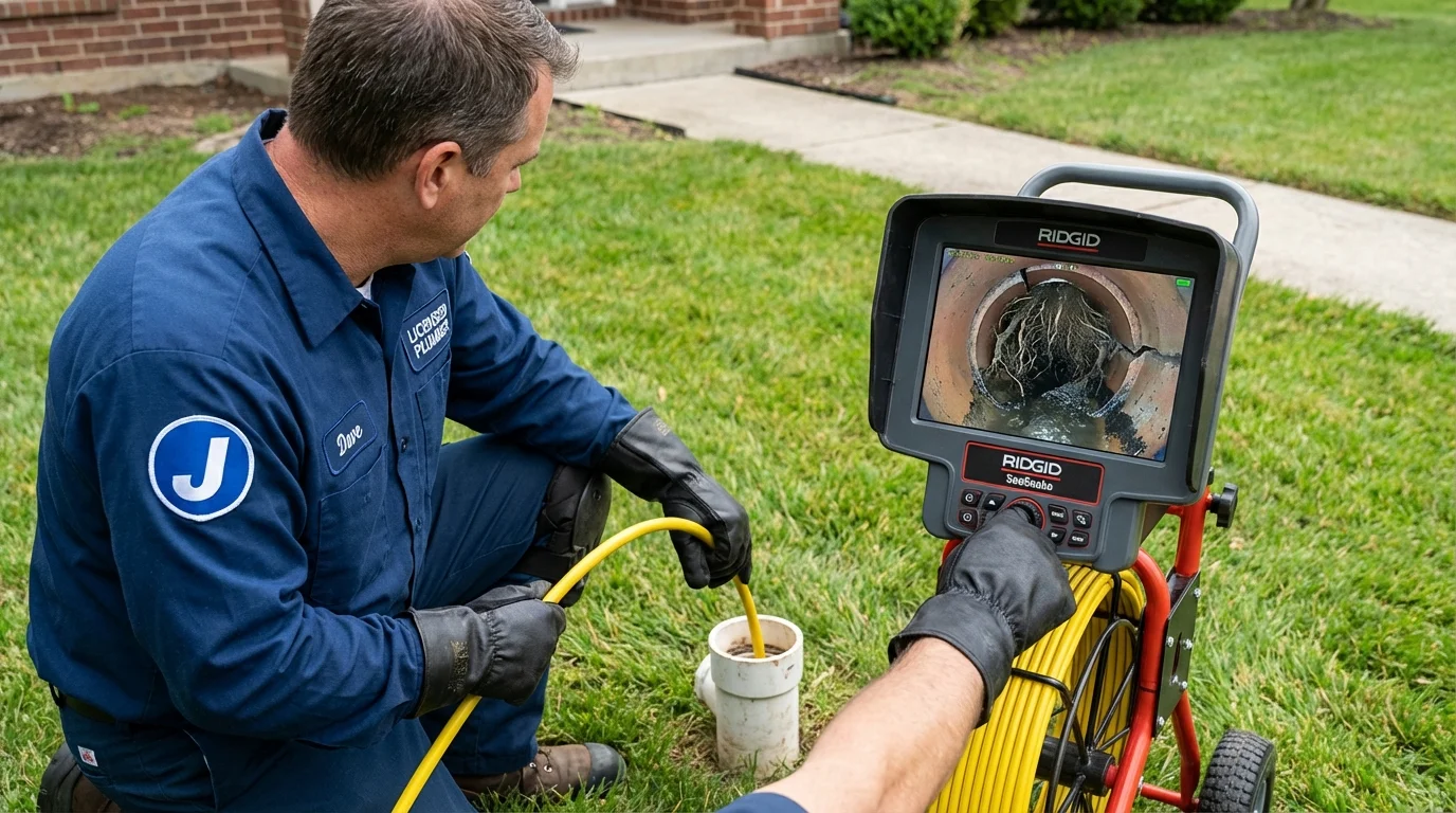 Sewer camera inspection being performed by Johns Plumbing LLC in Tuscola