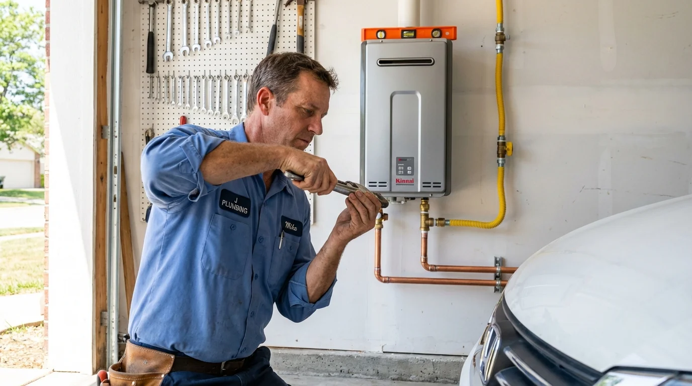 Tankless water heater installation by a Johns Plumbing LLC plumber in Tuscola